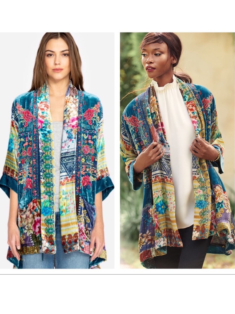 Johnny Was Biza Printed Velvet embroidered Kimono Jacket Medium - Picture 15 of 16